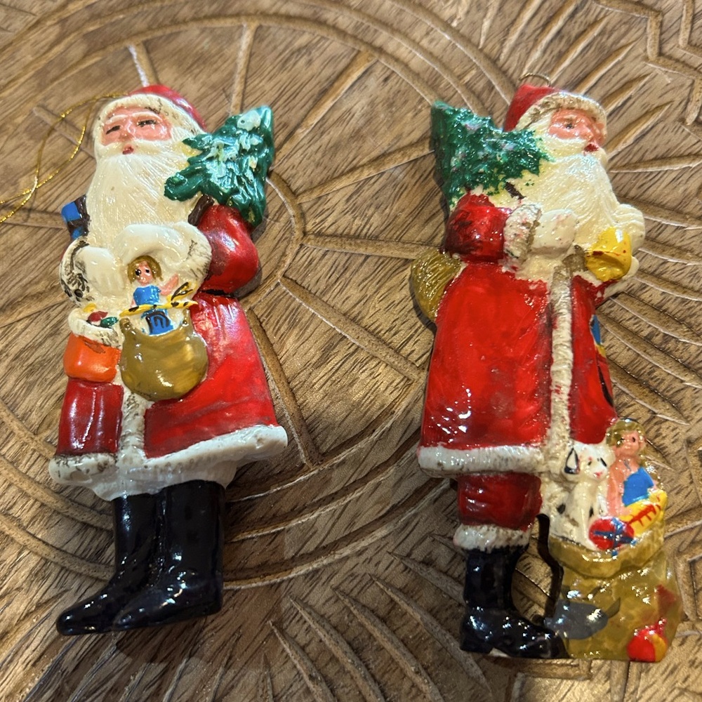 Festive Santa Claus Ornaments - Red and White